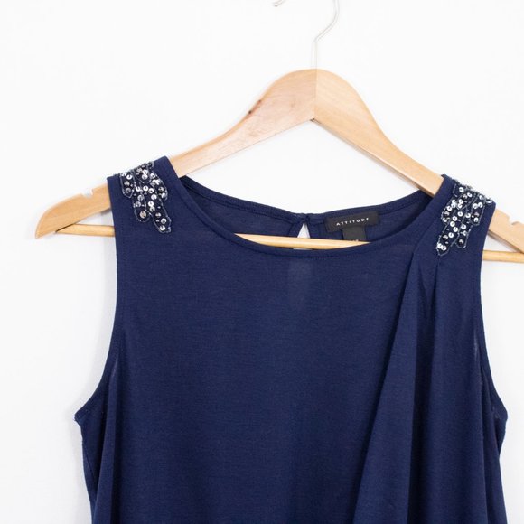 *Attitude Blue Rhinestone Shoulder Tank - Picture 4 of 5